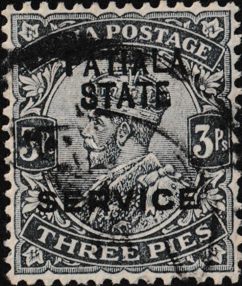 King George V Official of India overprinted "Patiala State"
