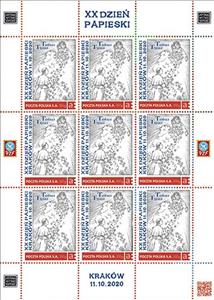 Mini Sheet, 20th Papal Day Totus Tuus Kraków 11/10/2020, Personalized and Private Mail Stamps,  