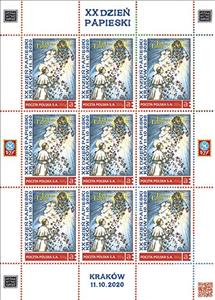 Mini Sheet, 20th Papal Day Totus Tuus Kraków 11/10/2020, Personalized and Private Mail Stamps,  