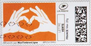 Stamp, Hands making a heart shape. Love, Personalized and Private Mail Stamps,  , Greetings, Hands, Hearts, Love