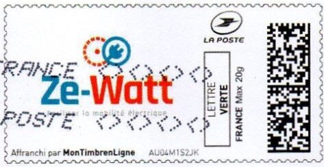 Stamp, Ze-Watt, Personalized and Private Mail Stamps,  , Cars, Electricity, Logos, Vehicles