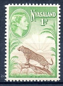 Stamp, Elisabeth II and Leopard (Panthera pardus), British colonies and territories,  , Mammals, Leopards, Queens, Animals (Fauna)