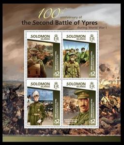 Mini Sheet, 100th Anniversary of the Second Battle of Ypres, Solomon Islands,  , Anniversaries and Jubilees, First World War