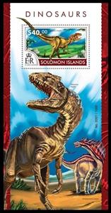 Souvenir Sheet, Allosaurus fragilis, Solomon Islands,  , Animals (Fauna), Dinosaurs, Prehistory