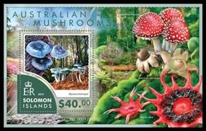 Souvenir Sheet, The Pixie's Parasol (Mycena interrupta), Solomon Islands,  , Mushrooms, Plants (Flora)