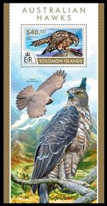 Souvenir Sheet, The Red Goshawk (Erythrotriorchis radiatus), Solomon Islands,  , Animals (Fauna), Birds, Birds of Prey