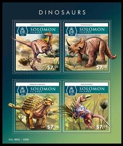 Mini Sheet, Various Dinosaurs, Solomon Islands,  , Dinosaurs, Prehistory