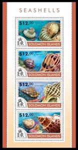 Mini Sheet, Various Shells, Solomon Islands,  , Sea Life, Shells