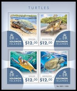 Mini Sheet, Various Turtles, Solomon Islands,  , Reptiles, Turtles