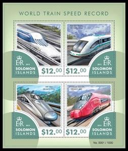 Mini Sheet, World Train Speed Record, Solomon Islands,  , Railways