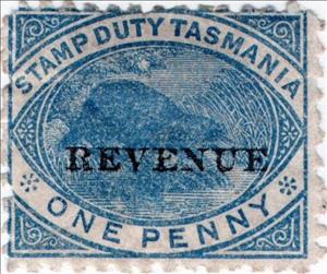 Stamp, Duck-billed Platypus Overprinted REVENUE, Tasmania,  , Animals (Fauna), Mammals