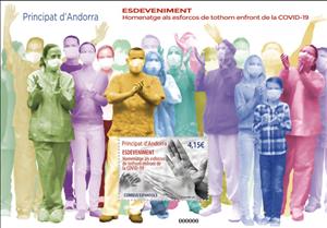 Souvenir Sheet, COVID-19 : Tribute To Frontline Workers, Andorra, Spanish Administration,  , Diseases, Healthcare