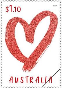 Stamp, Heart in Red Paint, Australia,  , Greetings, Hearts