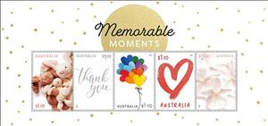 Souvenir Sheet, Memorable Moments, Australia,  , Air Balloons, Flowers, Greetings, Hearts, Rabbits, Toys