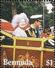 Stamp, In coach with Prince Charles, Bermuda,  , Queens
