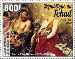 Stamp, “Diana Returning from Hunt”, 1615, Chad,  , Paintings