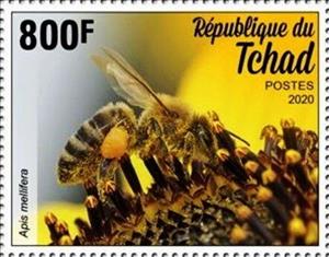 Stamp, Apis mellifera, Chad,  , Bees, Insects
