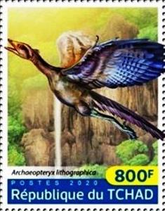 Stamp, Archaeopteryx lithographica, Chad,  , Dinosaurs, Prehistorical Animals