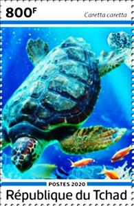 Stamp, Caretta caretta, Chad,  , Animals (Fauna), Turtles