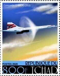 Stamp, Concorde G-BBDG (202), Chad,  , Aircraft