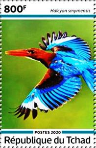 Stamp, Halcyon smyrnensis, Chad,  , Animals (Fauna), Birds, Kingfishers