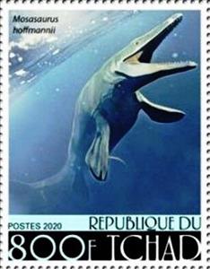 Stamp, Mosasaurus hoffmannii, Chad,  , Prehistorical Animals