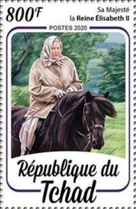 Stamp, Queen Elizabeth II, Chad,  , Horses, Queens, Royalty