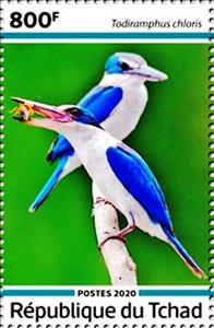 Stamp, Todiramphus chloris, Chad,  , Animals (Fauna), Birds, Kingfishers