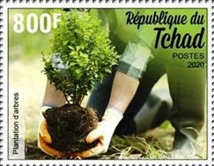 Stamp, Tree planting, Chad,  , Plants (Flora)