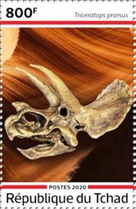 Stamp, Triceratops prorsus, Chad,  , Fossils