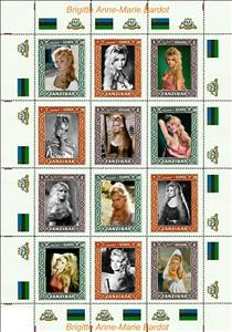 Mini Sheet, Brigitte Anne-Marie Bardot, Cinderellas,  , Actors, Famous People, Photographs, Women