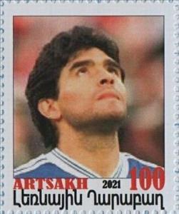 Stamp, In memort of great football player Diego Maradona, Cinderellas,  , Famous People, Football (Soccer), Men, Photographs