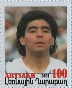 Stamp, In memort of great football player Diego Maradona, Cinderellas,  , Famous People, Football (Soccer), Men, Photographs