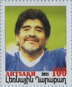 Stamp, In memort of great football player Diego Maradona, Cinderellas,  , Famous People, Football (Soccer), Men, Photographs