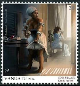 Stamp, Noir & Blanc, Kendy Joseph, Cinderellas,  , Illustrators, People, Women