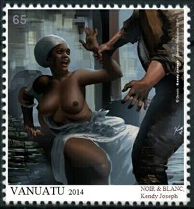 Stamp, Noir & Blanc, Kendy Joseph, Cinderellas,  , Illustrators, Men, Nudes, People, Women
