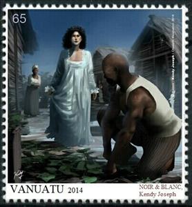 Stamp, Noir & Blanc, Kendy Joseph, Cinderellas,  , Illustrators, Men, People, Women