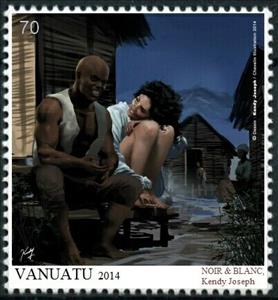 Stamp, Noir & Blanc, Kendy Joseph, Cinderellas,  , Illustrators, Men, People, Women