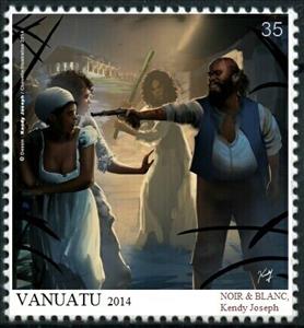 Stamp, Noir & Blanc, Kendy Joseph, Cinderellas,  , Illustrators, Men, People, Women