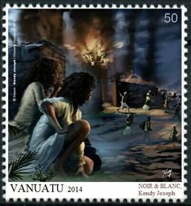 Stamp, Noir & Blanc, Kendy Joseph, Cinderellas,  , Illustrators, Men, People, Women