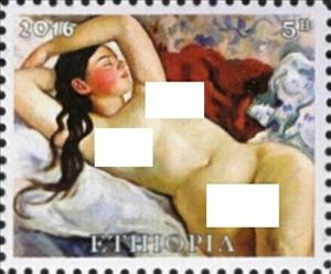 Stamp, Nudes, Cinderellas,  , Illustrators, Nudes, Women