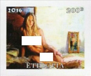 Stamp, Nudes, Cinderellas,  , Illustrators, Nudes, Women