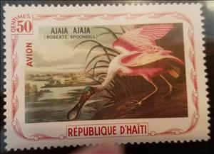 Stamp, Roseate Spoonbill (Platalea ajaja), Cinderellas,  , Animals (Fauna), Birds
