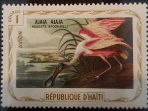 Stamp, Roseate Spoonbill (Platalea ajaja), Cinderellas,  , Animals (Fauna), Birds, Cranes (Birds)