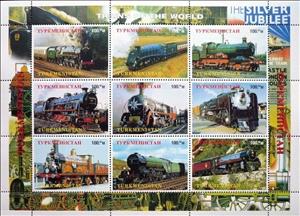 Mini Sheet, Trains of the world, Cinderellas,  , Locomotives, Railways, Steam Traction
