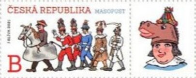 Stamp with Attached Label, Carnival in Czech Republic, Czech Republic,  , Festivals