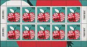 Mini Sheet, 25th Year of Tafel Organization, Germany, Federal Republic,  , Anniversaries and Jubilees, Freedom from hunger, Fruits, Leaves