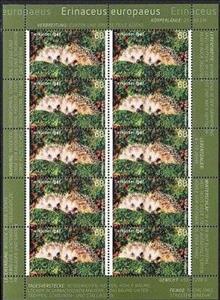 Mini Sheet, Northern Hedgehog (Erinaceus europaeus), Germany, Federal Republic,  , Animals (Fauna), Hedgehogs, Mammals