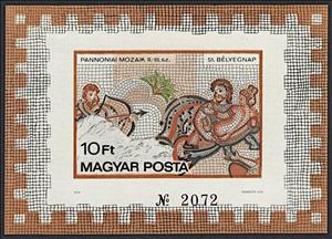 Souvenir Sheet, 51st Stamp Day - Roman Mosaics, Hungary,  , Art, Mosaic, Paintings, Philately, Roman Empire, Stamp Day