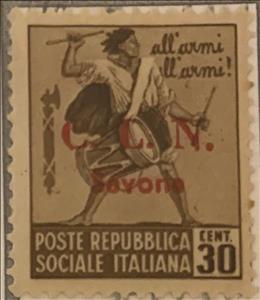 Stamp, Destroyed Monuments Overprinted C.L.N. Savona, Italy,  
